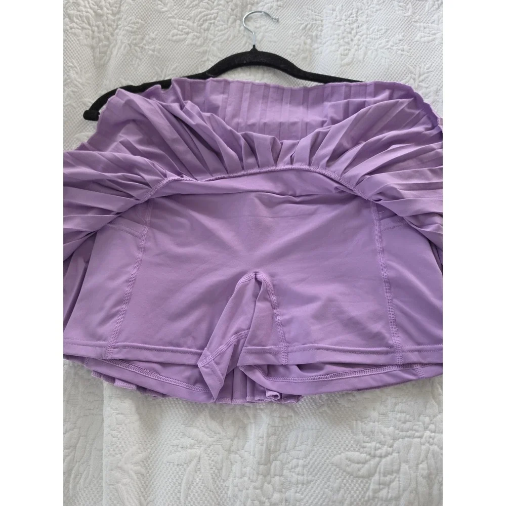 Gold Hinge Pleated Tennis Skort Skirt Lilac Lavender Purple S Small